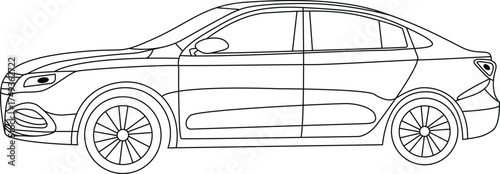 Simple car line art vector illustrations, unique modern drawing car line art. Sports car line art illustration, Car vector icon in one continuous line, Car outline doodle vector illustration.