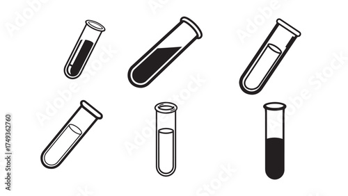 3D black and white Test tube silhouette vector, styled in a sleek new look for laboratory science and experiments