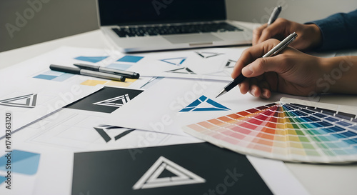 Logo design process professional branding identity creation creative agency graphic design studio designer work