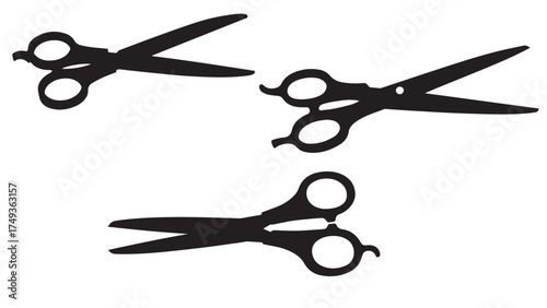 Scissors silhouette vector set, crafted in a crisp new style for craft, office and sewing use