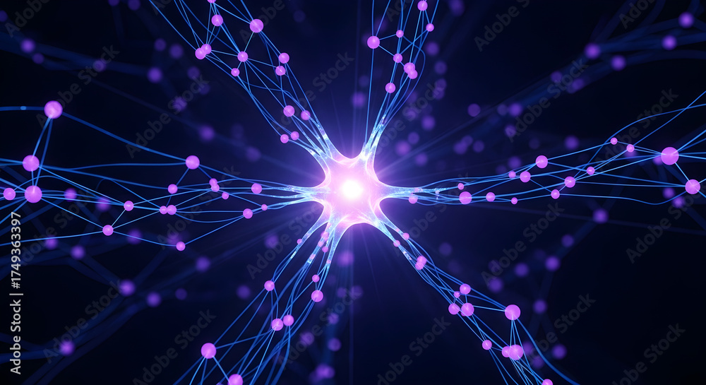 Fototapeta premium Neuron cell network connection brain neural net system artificial intelligence technology background design