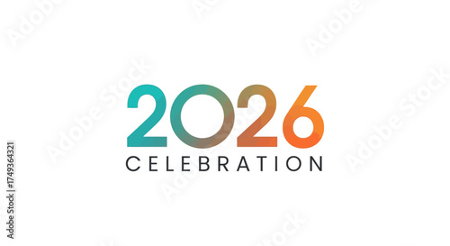 Vibrant 2026 Celebration Typography Featuring Modern Gradient Colors, Perfect for New Year, Anniversaries, and Event Branding