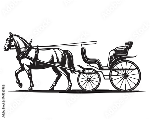 Old-fashioned horse coach illustration symbolizing nobility and travel.