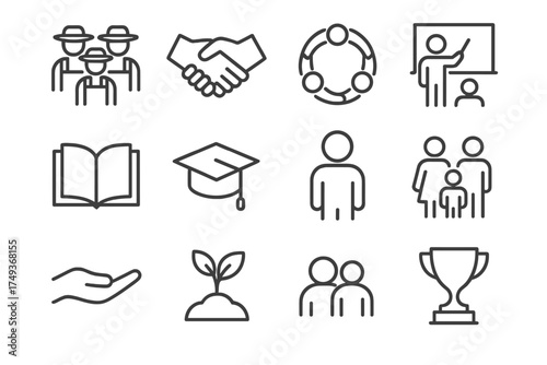 Smart Farming Icons. Smart farming technologies. Line outline icon set of Smart farming technologies: