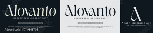 Alovanto Fashion Serif Stylish Display Bold Font alphabet with A Logo