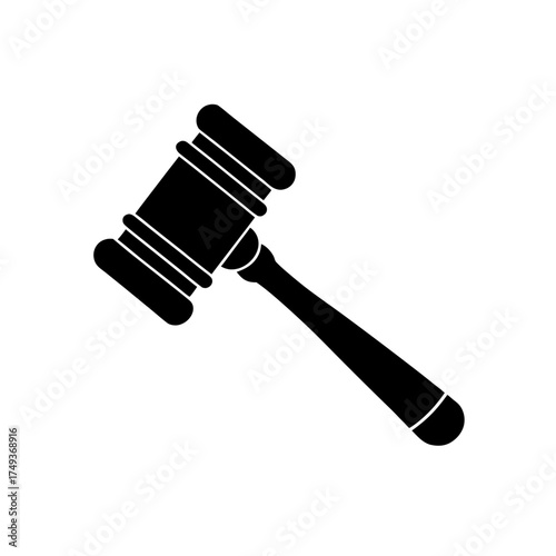 Silhouette of a gavel on white background