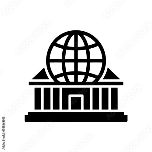 Global building with sphere on top silhouette