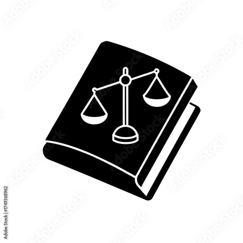 Law book with scales of justice silhouette