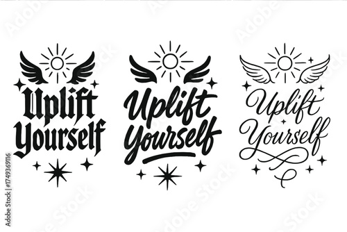 Uplift Yourself Calligraphy. Uplift Yourself. Create a calligraphy lettering illustration of the phrase:
