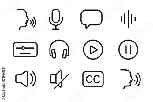 Accessible UI Icons. Accessible user interface (UI) design. Line outline icon set of Accessible user interface