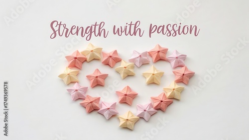 Heart Shape of Colorful Origami Stars with Inspirational Quote