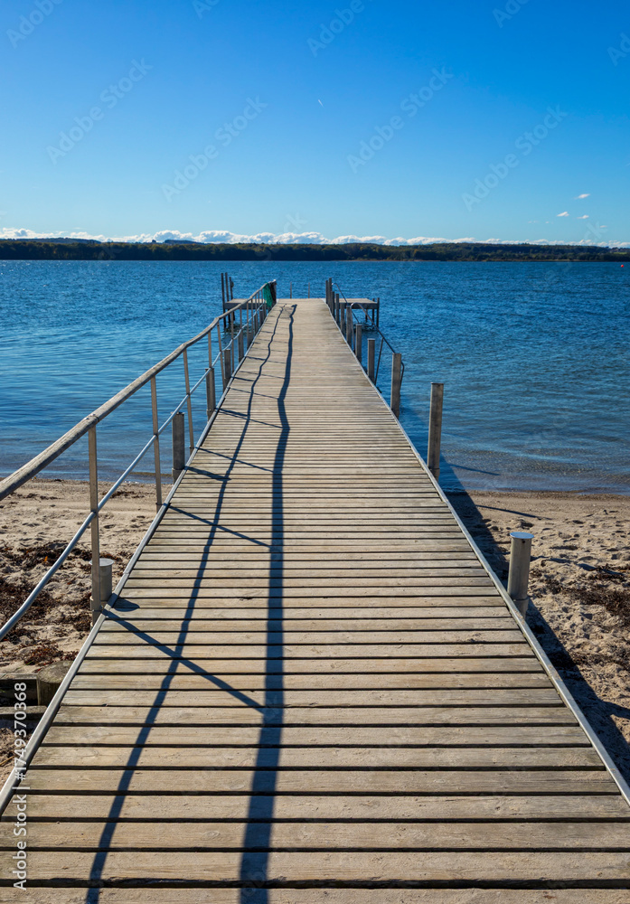 Obraz premium Bathing pier at the public bath of Stensballe, Horsens municipality, Denmark