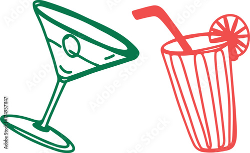 Wine. Winemaking Serving A glass and wine. People drink wine. Pleasure from life. Line art	
