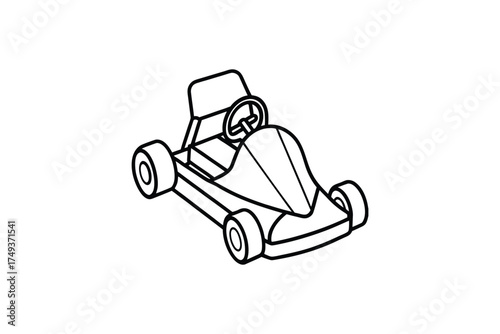 Simple outline drawing of a go kart black and white illustration silhouette