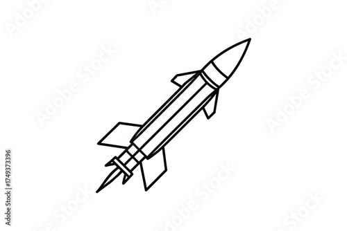 Simple black and white sketch of a rocket ship captivating silhouette
