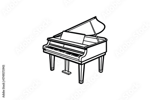 Elegant grand piano with open lid a classic musical instrument silhouette