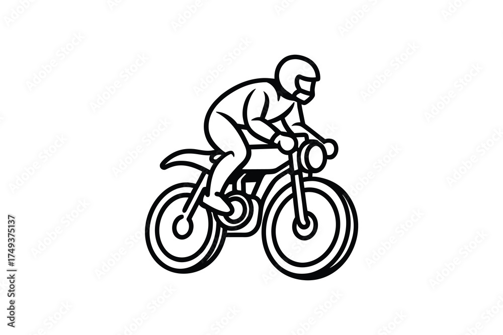 Fototapeta premium Motorcycle rider in motion a classic black and white illustration silhouette