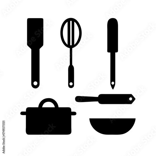 Kitchen utensils for cooking and food preparation