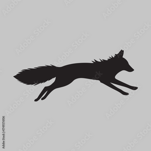 Dynamic Running Fox Silhouette Vector Illustration of a Wild Animal in Motion.