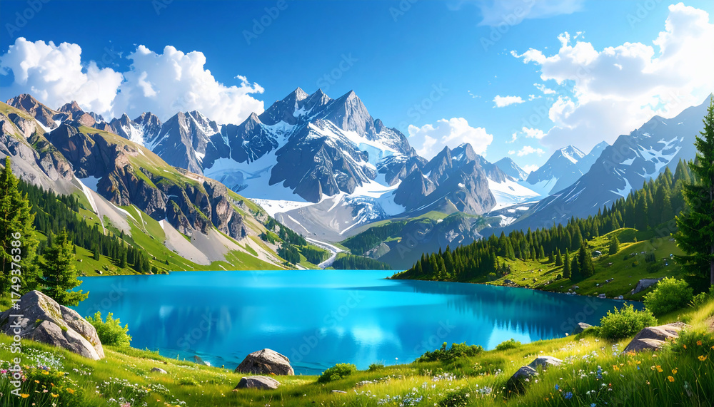 Fototapeta premium Alpine Lake Landscape