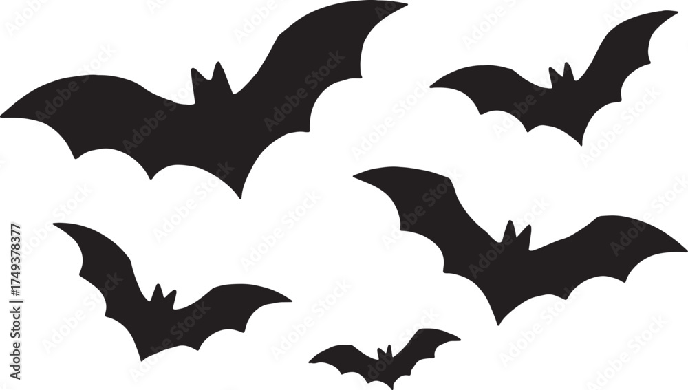 Naklejka premium Spooky silhouettes of flying bats for halloween and gothic themed designs
