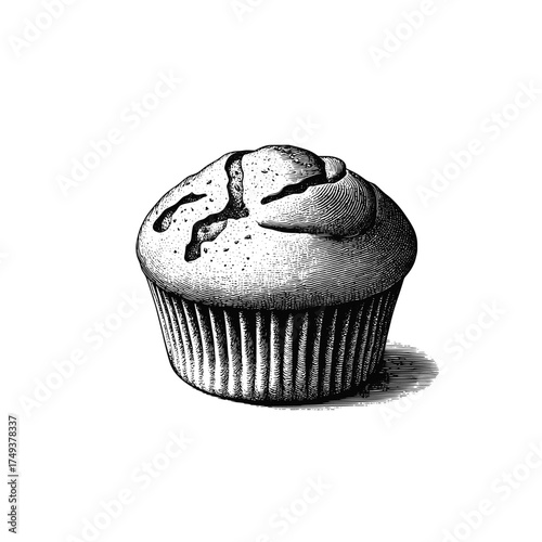 Muffin vector. Vintage style sketch. Sweet food