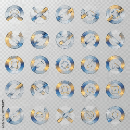 Chromatic Fusion Rings Icon Pack - 25 Set Transparent Vector