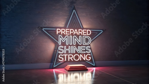 Neon Star Sign with Motivational Message in Modern Interior Design