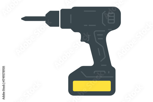 Modern cordless electric drill driver with rechargeable battery pack for construction work