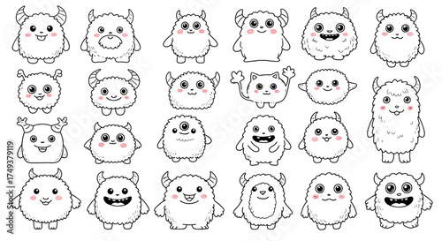 Collection of Cute Cartoon Monsters.