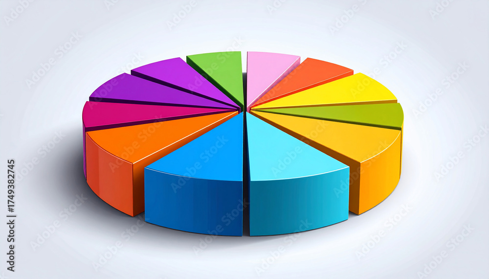 Obraz premium Colorful 3D Pie Chart Diagram