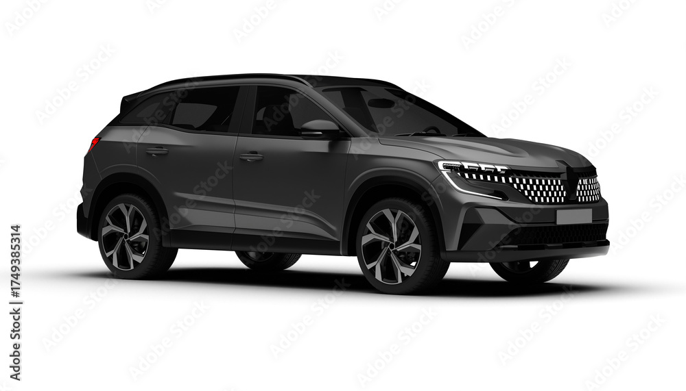 © ardasavasciogullari - A 3D render of a hybrid grey C-SUV showcasing its front right side on a transparent background, highlighting sleek design and modern eco-friendly features. © ardasavasciogullari - A 3D render of a hybrid grey C-SUV showcasing its front right side on a transparent background, highlighting sleek design and modern eco-friendly features.