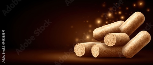 Close-up of brown capsules or pills with glowing sparkles on a dark background, emphasizing prescription medication or supplements for health