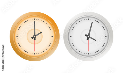 Simple Brown and White Wall Clock Vector. Suitable for Time, Schedule, Office, Home, and Interior Design.