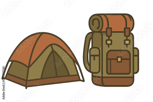 Essential dome camping tent and large hiking backpack for outdoor adventures