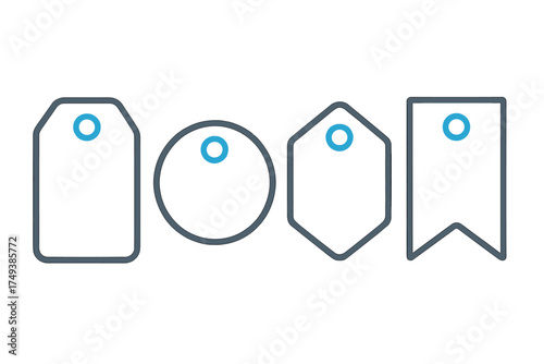 Blank outline price tags and labels set in various shapes for retail marketing
