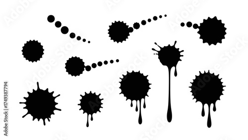 Dynamic Black Ink Splatters and Spots for Creative Design Elements