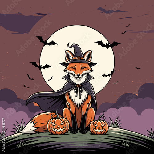 halloween fox on the moon