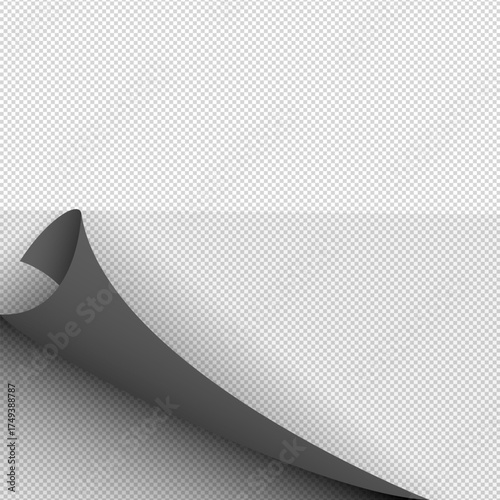 Curled black paper page corner effect