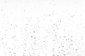 Waterdrops background on a window. Texture of rain isolated on white or transparent background, png cut out