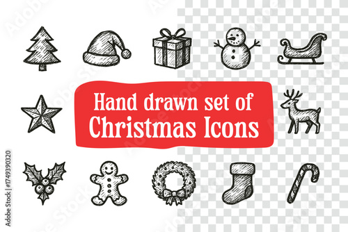 Hand-Drawn Christmas and Holiday Icons