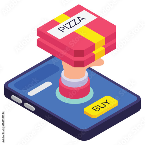 Food delivery app showing online pizza ordering service illustration 