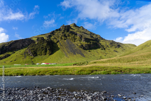 mountain landscape with river and mountains