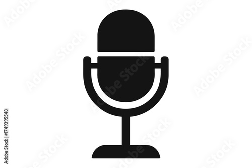 Universal symbol of a microphone for sound recording, podcasting, and live streaming applications