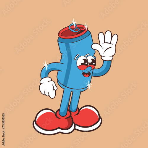Retro character design of friendly beverage can