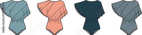 Fashionable one-shoulder draped bodysuit in various appealing colors