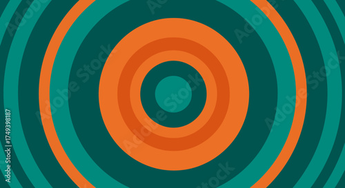 Concentric circles pattern in teal and orange hues centered composition