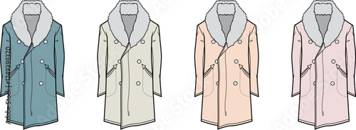 Coat Designs Variety of Stylish Outerwear in Different Colors for Fashion Concepts