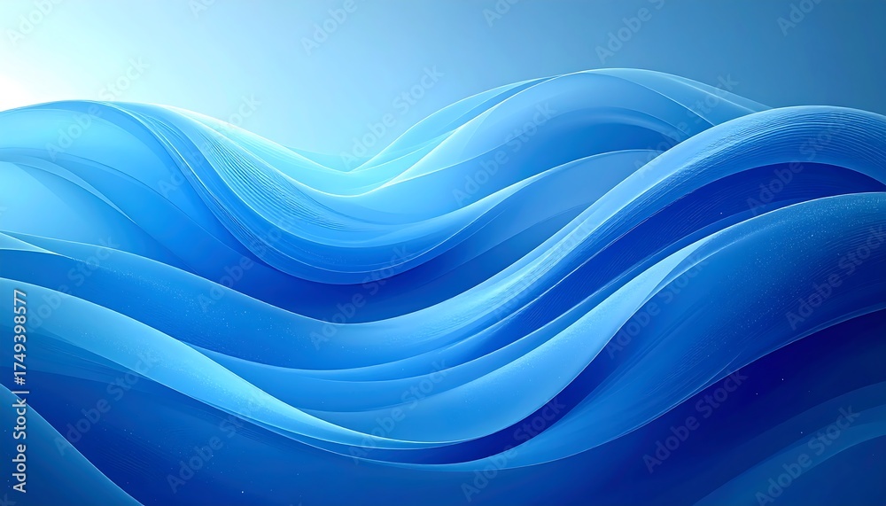 Fototapeta premium Abstract blue waves flowing in an ethereal light