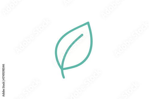 Simple outline icon of a single green leaf for nature and organic concepts